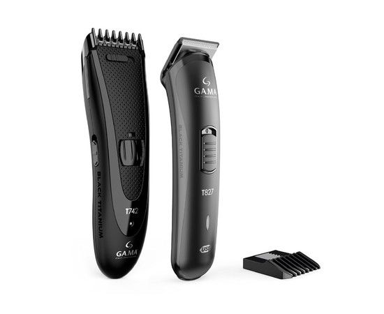 Зображення 2 Набір машинок для стрижки волосся GA.MA Black Titanium T747 (T742+T827) (Gm4512)