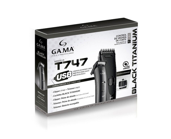 Зображення 3 Набір машинок для стрижки волосся GA.MA Black Titanium T747 (T742+T827) (Gm4512)