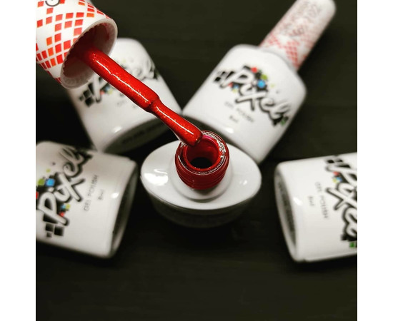 Зображення 5 Гель-лак Pixel №104 (червоний із золотими блискітками), 8 мл, Об'єм (мл, г): 8, Колір: 104