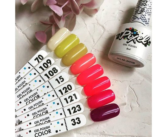 Зображення 5 Гель-лак Pixel №121 (кислотно-ягідний), 8 мл, Об'єм (мл, г): 8, Колір: 121