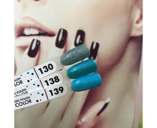 Изображение 4 Гель-лак Pixel №130 (бледно-зеленый с серебряными блестками), 8 мл, Объем (мл, г): 8, Цвет: 130