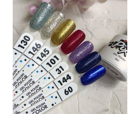 Зображення 5 Гель-лак Pixel №146 (сріблястий з блискітками), 8 мл, Об'єм (мл, г): 8, Колір: 146