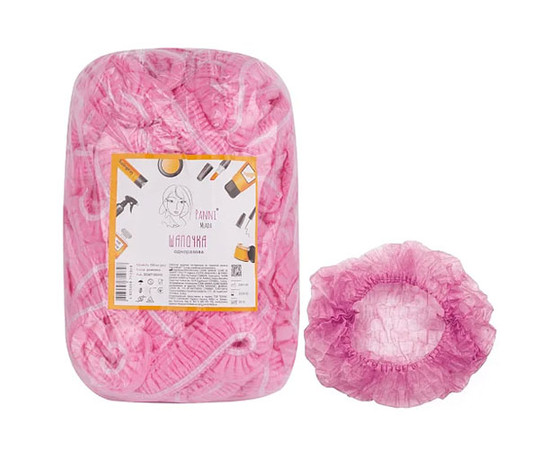 Изображение 2 Шапочка медицинская на двойной резинке Panni Mlada™ (100 шт/пач) из спанбонда, розовый