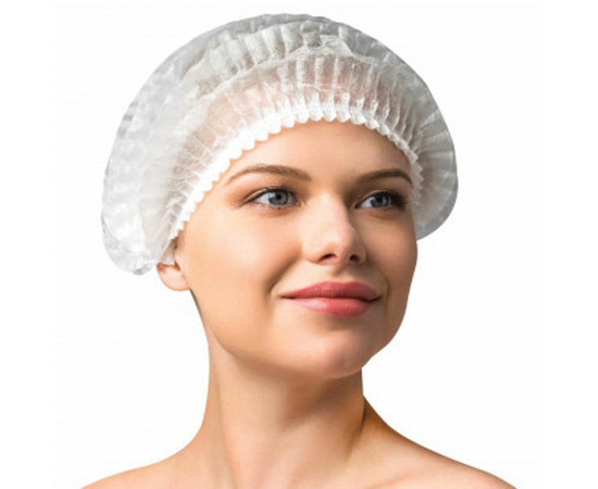 Зображення 2 Шапочка медична на подвійний гумці Panni Mlada ™ (100 шт / пач) з спанбонду, білий