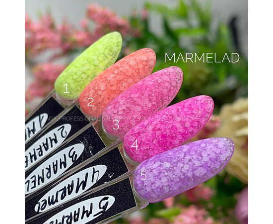 Зображення 2 Гель-лак SAGA Marmalade №05 бузковий з білими конфетті, 9 мл, Об'єм (мл, г): 9, Колір: 05