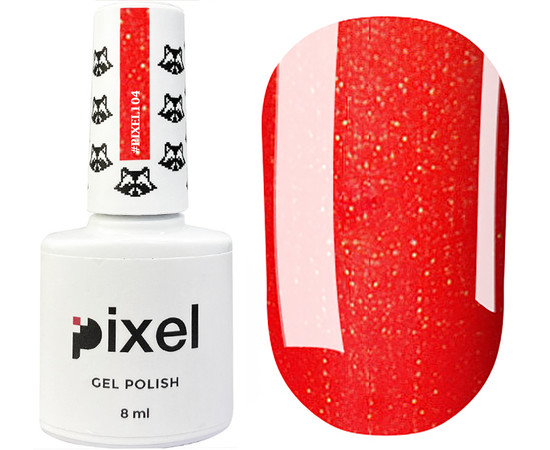 Зображення 2 Гель-лак Pixel №104 (червоний із золотими блискітками), 8 мл, Об'єм (мл, г): 8, Колір: 104