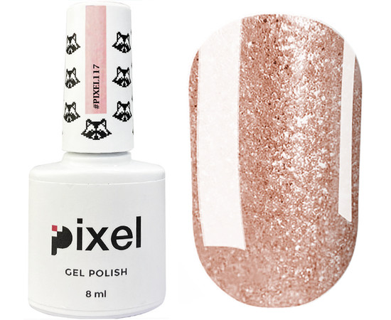 Изображение 2 Гель-лак Pixel №117 (розовое золото с блестками), 8 мл, Объем (мл, г): 8, Цвет: 117