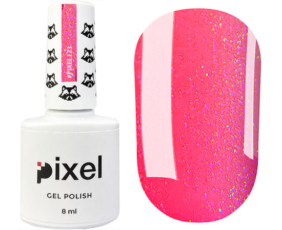 Зображення 2 Гель-лак Pixel №123 (фуксія з мікроблиском), 8 мл, Об'єм (мл, г): 8, Колір: 123