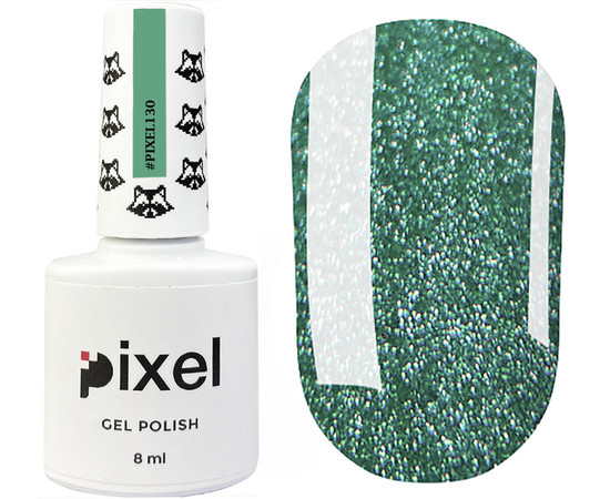 Изображение 2 Гель-лак Pixel №130 (бледно-зеленый с серебряными блестками), 8 мл, Объем (мл, г): 8, Цвет: 130