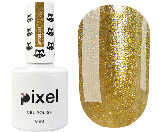 Зображення 2 Гель-лак Pixel №145 (золотий з блискітками), 8 мл, Об'єм (мл, г): 8, Колір: 145