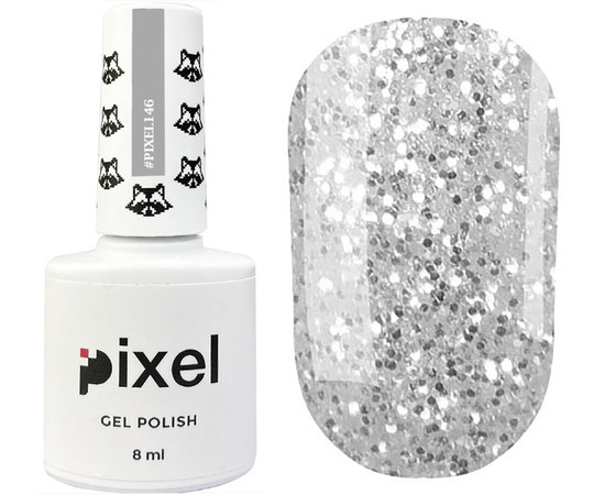 Зображення 2 Гель-лак Pixel №146 (сріблястий з блискітками), 8 мл, Об'єм (мл, г): 8, Колір: 146