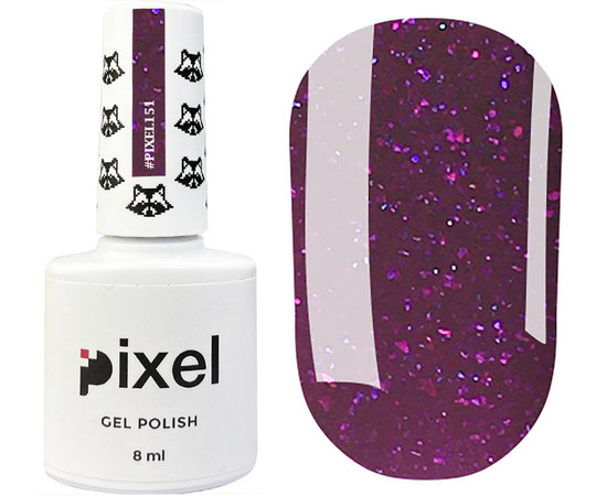 Изображение 2 Гель-лак Pixel №151 (фиолетовый с блестками), 8 мл, Объем (мл, г): 8, Цвет: 151