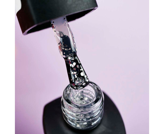 Зображення 2 Гель лак BABY Moon Dance Diamond №019 срібний глітер на напівпрозорій основі, 6 мл, Об'єм (мл, г): 6, Колір: 019