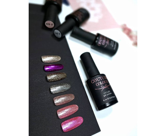 Зображення 3 Гель-лак Couture Colour Jewelry J04 (персиково-рожевий з блискітками), 9 мл, Об'єм (мл, г): 9, Колір: J04