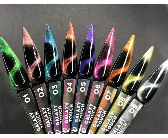 Зображення 2 Гель-лак Couture Colour Galaxy Touch GT01 золотисто-салатовий (ефект 'Cat Eye'), 9 мл, Об'єм (мл, г): 9, Колір: GT01