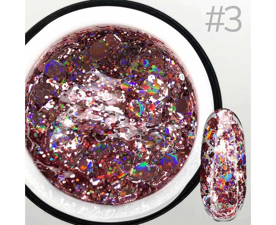 Зображення 3 Глітерний гель SAGA GALAXY glitter №03, 8 мл, Об'єм (мл, г): 8, Колір: 03