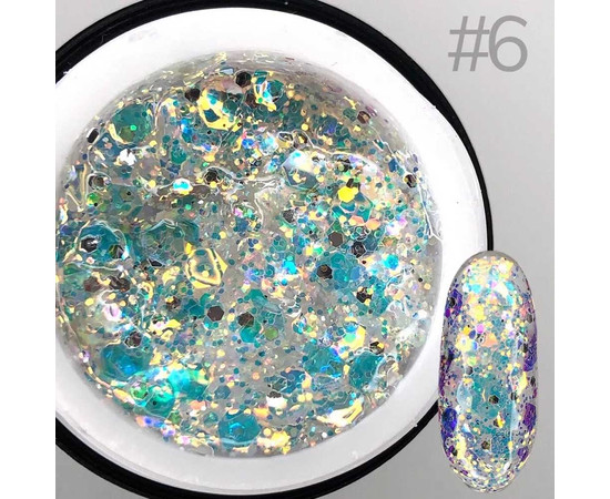 Зображення 3 Глітерний гель SAGA GALAXY glitter №06, 8 мл, Об'єм (мл, г): 8, Колір: 06