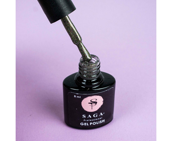 Зображення 2 Гель-лак світловідбивний SAGA Cat Chameleon №CC12 темне срібло з рожево-салатовим шиммером, 8 мл, Об'єм (мл, г): 8, Колір: CC12