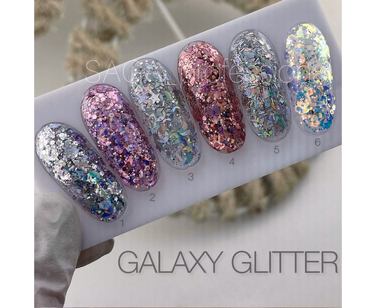 Изображение 2 Глиттерный гель SAGA GALAXY glitter №01, 8 мл, Объем (мл, г): 8, Цвет: 01