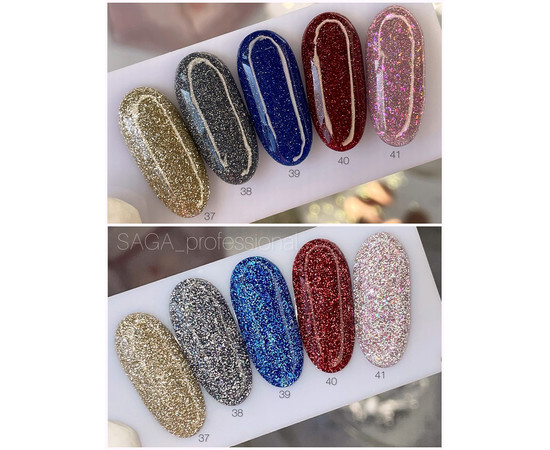 Изображение 2 Гель-лак светоотражающий SAGA Fiery Gel №41 нежно-розовый с блестками, 9 мл, Объем (мл, г): 9, Цвет: 41
