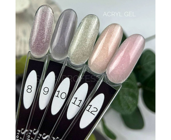 Зображення 2 Гель для нарощування SAGA Acryl Gel №12 ніжно-рожевий із шиммером, 13 мл, Об'єм (мл, г): 13, Колір: 12