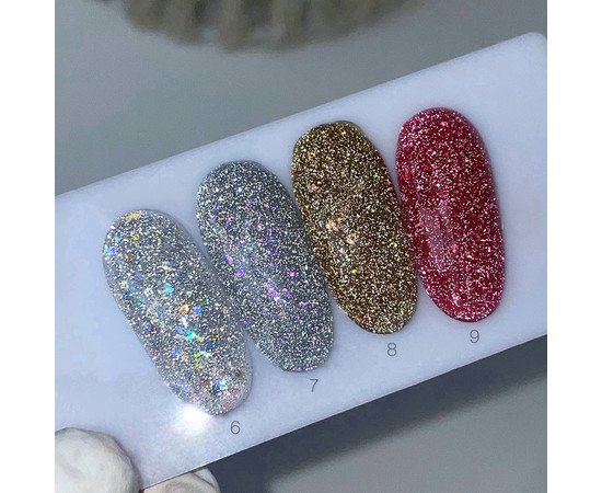 Изображение 3 База камуфлирующая SAGA Fiery Base №06 серебристый с блестками, светоотражающий, 8 мл, Объем (мл, г): 8, Цвет: 06