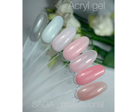 Зображення 4 Гель для нарощування SAGA Acryl Gel №01 прозорий, 13 мл, Об'єм (мл, г): 13, Колір: 01