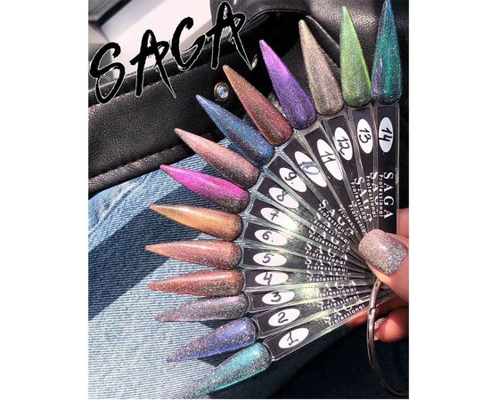 Зображення 4 Гель-лак світловідбивний SAGA Cat Chameleon №CC12 темне срібло з рожево-салатовим шиммером, 8 мл, Об'єм (мл, г): 8, Колір: CC12