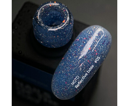 Зображення 2 Nails of the Day Reflective base 05 – камуфлююча світловідбиваюча база з голографічними блискітками (насичено-блакитна), 10 мл, Об'єм (мл, г): 10, Колір: 05