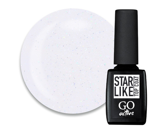 Зображення  Топ для гель-лаку без липкого шару GO Active Starlike Top Coat 03 Euphoria із шиммером, 10 мл