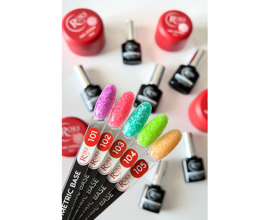 Зображення 3 Камуфлююча база для гель-лаку Roks Rubber Base French Geometric 12 мл, № 101, Об'єм (мл, г): 12, Колір: 101