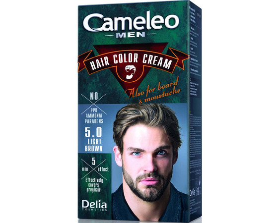Изображение 2 Краска для волос, бороды, усов мужская Delia Cameleo Men Hair Color Cream Medium Light Brown, 30 мл