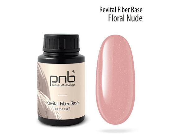 Зображення  Відновлююча база з нейлоновими волокнами PNB Revital Fiber Base 30 мл, Floral Nude, Об'єм (мл, г): 30, Колір: FloralNude