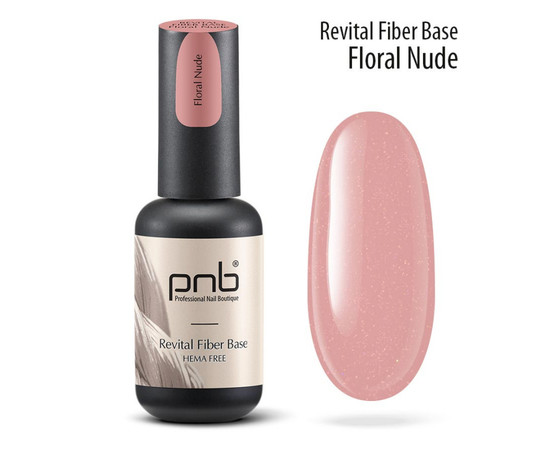 Зображення  Відновлююча база з нейлоновими волокнами PNB Revital Fiber Base 8 мл, Floral Nude, Об'єм (мл, г): 8, Колір: FloralNude