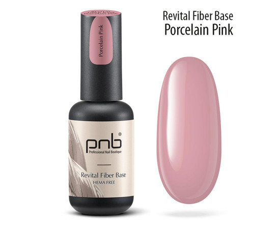 Зображення  Відновлююча база з нейлоновими волокнами PNB Revital Fiber Base 17 мл, Porcelain Pink, Об'єм (мл, г): 17, Колір: PorcelainPink