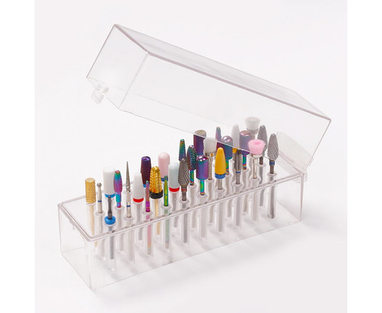 Зображення 7 Підставка прямокутна на 30 фрез Прозора 13х4х6(H)см