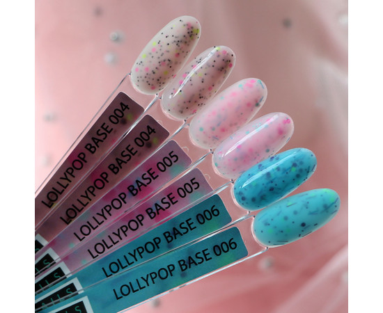 Зображення 2 Kira Nails Lollypop Base №002 (білий з різнокольоровими пластівцями), 6 мл, Об'єм (мл, г): 6, Колір: 002