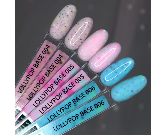 Зображення 3 Kira Nails Lollypop Base №002 (білий з різнокольоровими пластівцями), 6 мл, Об'єм (мл, г): 6, Колір: 002