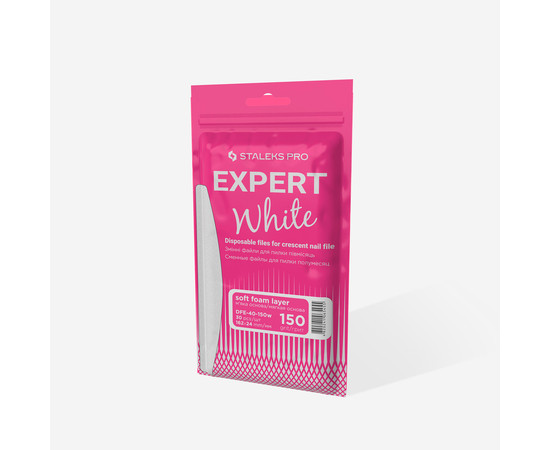 Зображення 4 Змінні файли білі для пилки півмісяць на м'якій основі Staleks Pro Expert 40, 150 грит (30 шт) DFE-40-150w