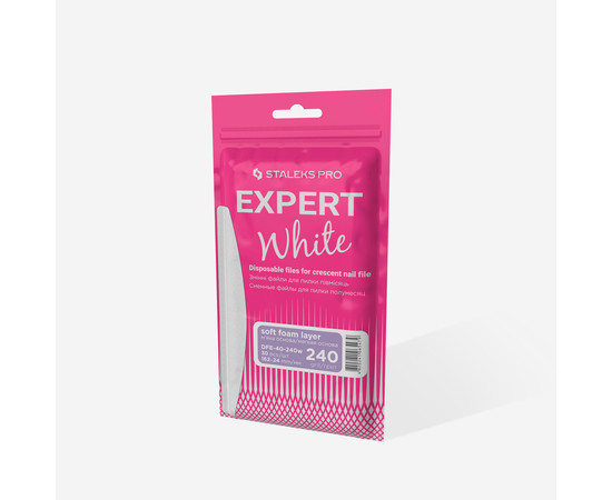 Зображення 4 Змінні файли білі для пилки півмісяць на м'якій основі Staleks Pro Expert 40, 240 грит (30 шт) DFE-40-240w