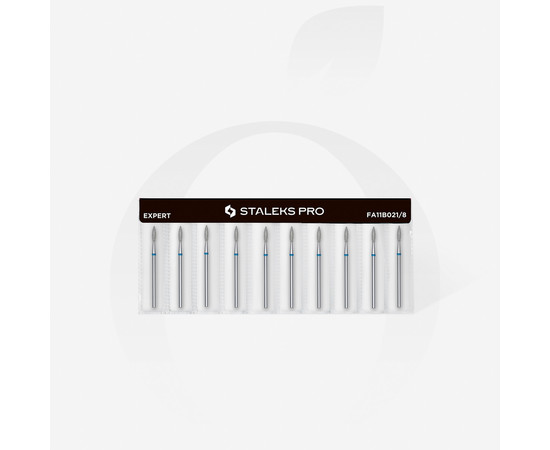 Зображення 3 Фреза алмазна STALEKS PRO полум'я гостре синє діаметр 2,1 мм / робоча частина 8 мм