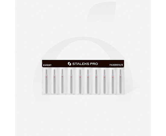 Зображення 3 Фреза алмазна STALEKS PRO циліндр закруглений червона діаметр 1,4 мм / робоча частина 8 мм