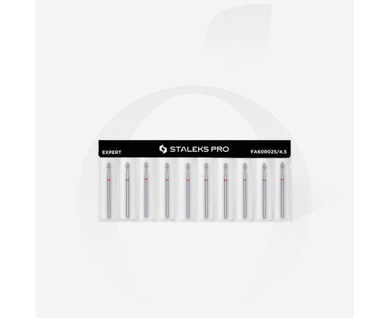 Зображення 3 Фреза алмазна STALEKS PRO нирка гостра червона діаметр 2,5 мм / робоча частина 4,5 мм