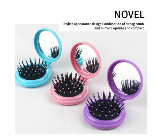 Зображення 2 Дорожній портативний складний міні-гребінь із дзеркалом Ø 65 мм колір в асортименті