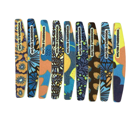 Зображення 3 Пилка Wonderfile "Півмісяць" на дерев'яній основі на піні з принтом 180/240 грит, 25 шт (WFWMS100/180)