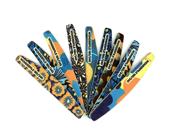 Зображення 2 Пилка Wonderfile "Півмісяць" на дерев'яній основі на піні з принтом 180/240 грит, 25 шт (WFWMS100/180)