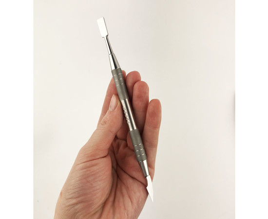 Зображення 5 Лопатка манікюрна двостороння Olton (шабер-топірець) у шкіряному чохлі.