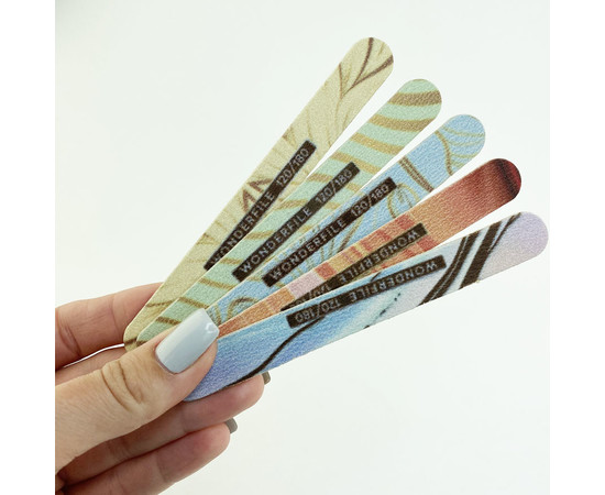 Зображення 2 Пилка Wonderfile 130x15 мм з принтом на дерев'яній основі 120/180 грит, 5 шт (WFW130S120/180)