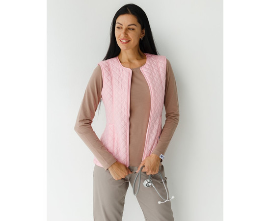 Изображение 2 Медицинская утепленная жилетка женская Женева светло-розовая р. 40-42, "БЕЛЫЙ ХАЛАТ" 366-414-844, Размер: 40-42, Цвет: светло-розовый