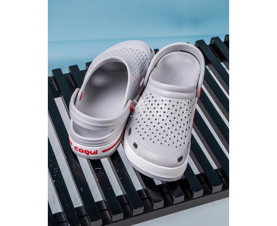 Зображення 2 Взуття медичне Coqui Lindo сірий/білий (червона смужка) р. 44, "БІЛИЙ ХАЛАТ" 394-476-864, Розмір: 44, Цвет: сірий